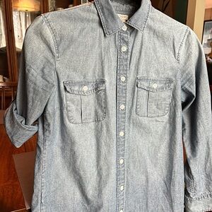 J. Crew Blue Casual Button Down Shirt Lightweight Denim